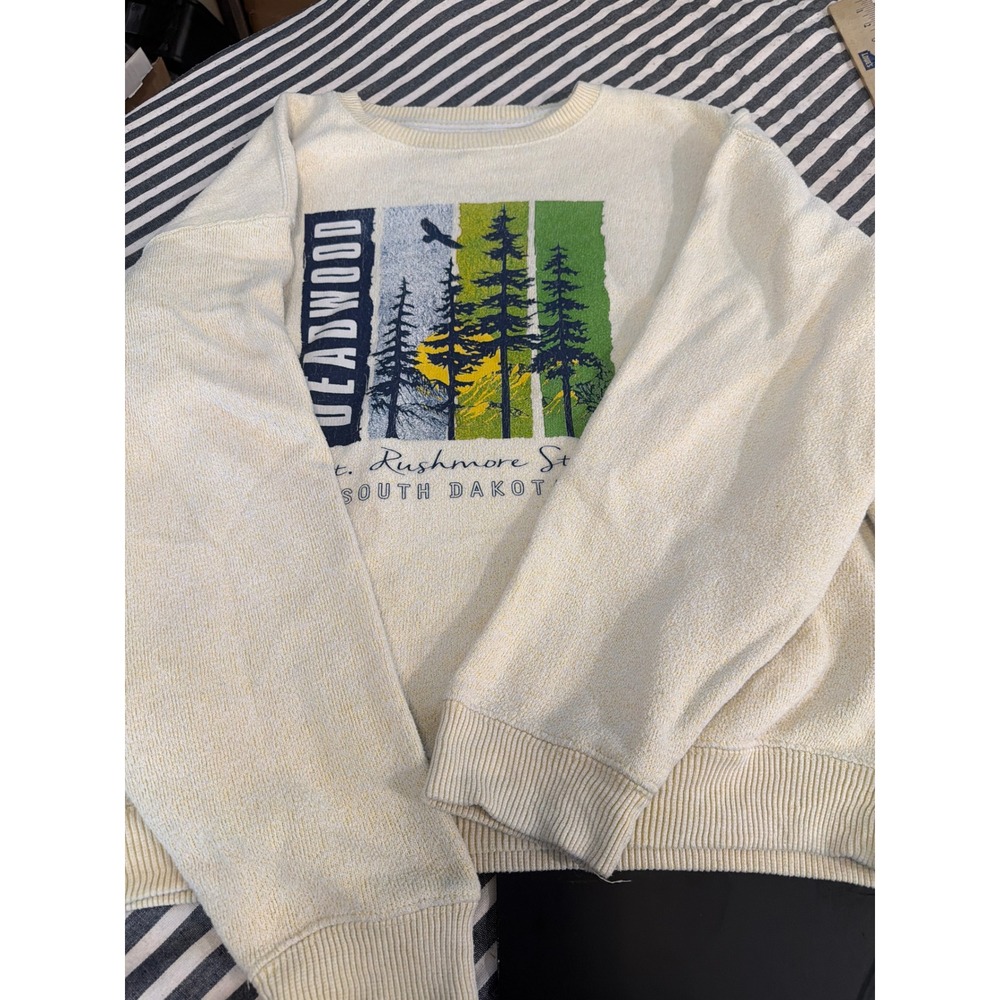 Vance Textiles Deadwood South Dakota Graphic Sweatshirt‎ Cream Mens Large L